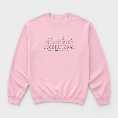 Occupational Therapist Floral Sweatshirt Light Pink sweatshirt, front