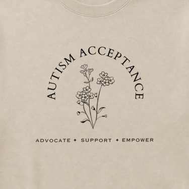 Autism Acceptance - Advocate Support Empower Sweatshirt Sand sweatshirt, design close-up
