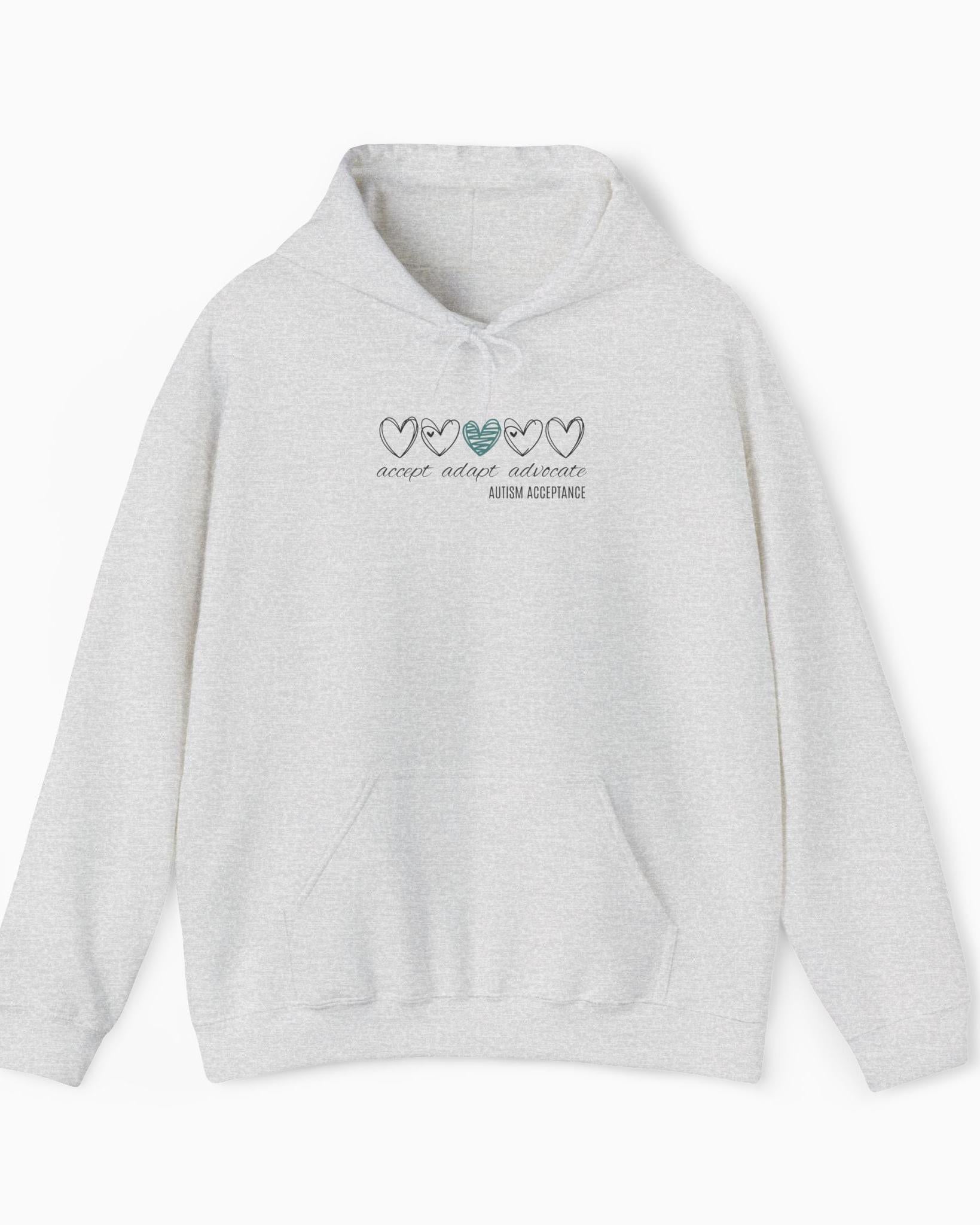 Accept Adapt Advocate Love Hearts Hoodie