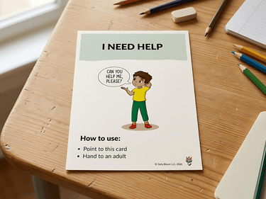 Autism Digital Download - I Need Help Visual Card - Daily Bloom