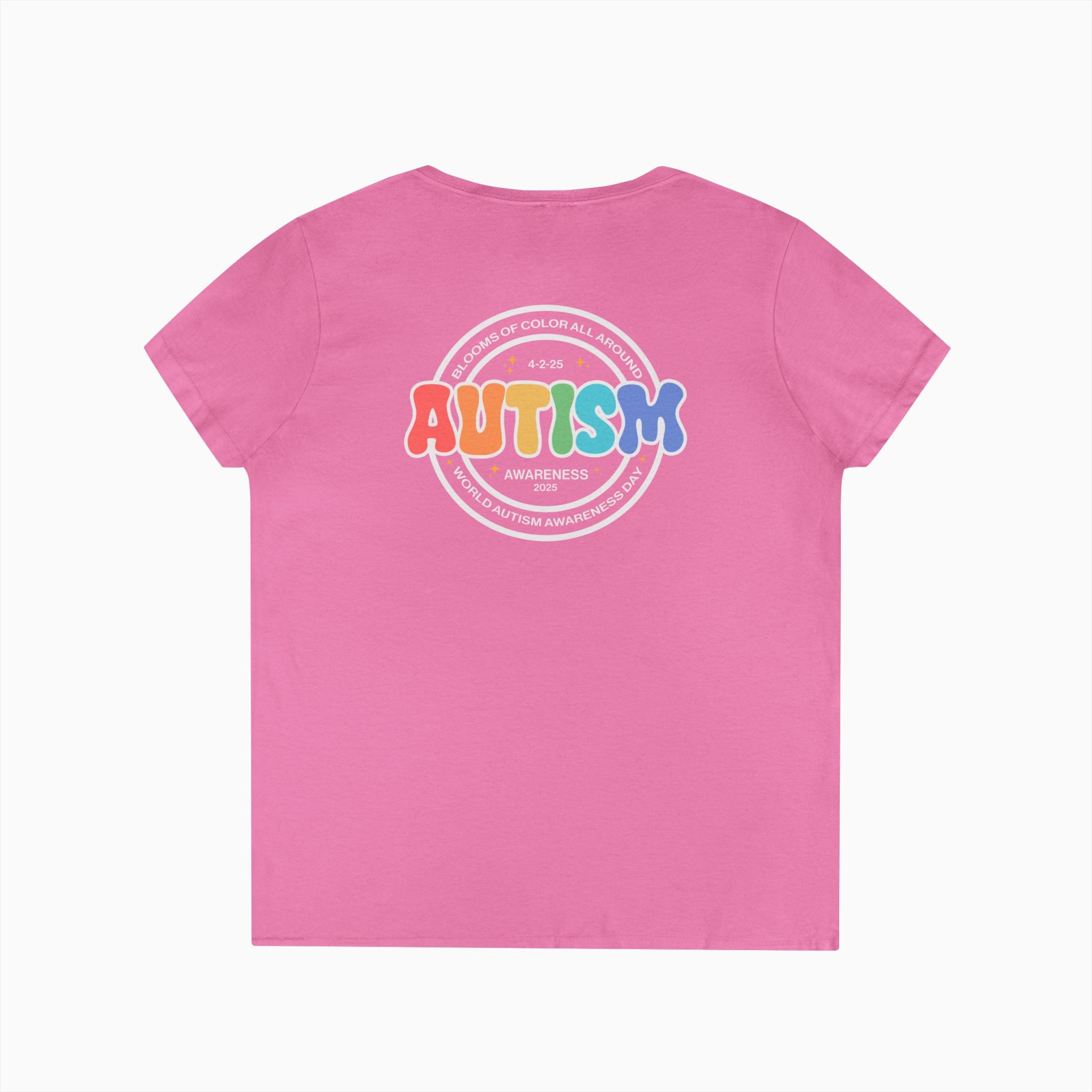 Autism Awareness 2025 - Blooms of Color All Around Ladies V-Neck T-Shirt