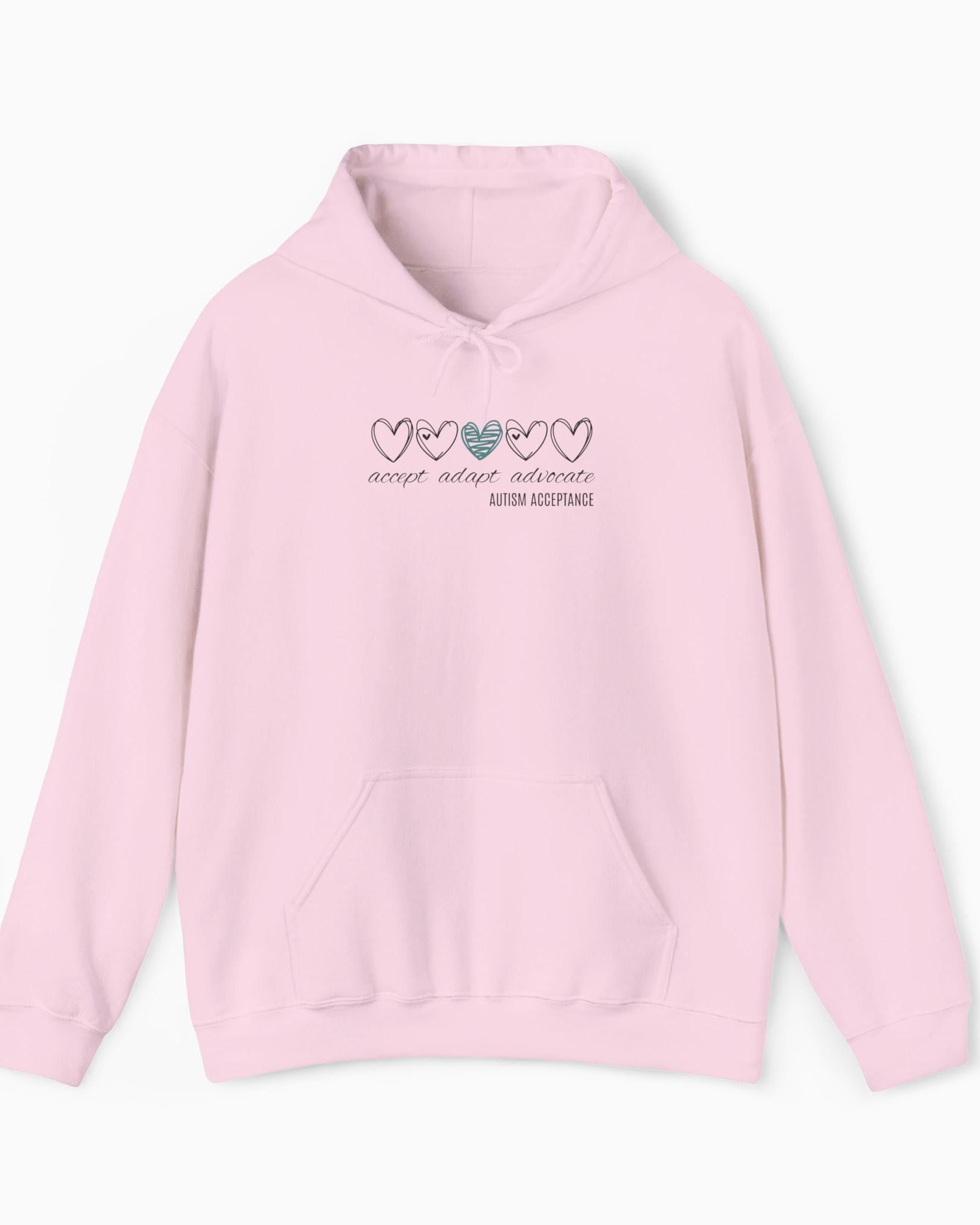 Accept Adapt Advocate Love Hearts Hoodie