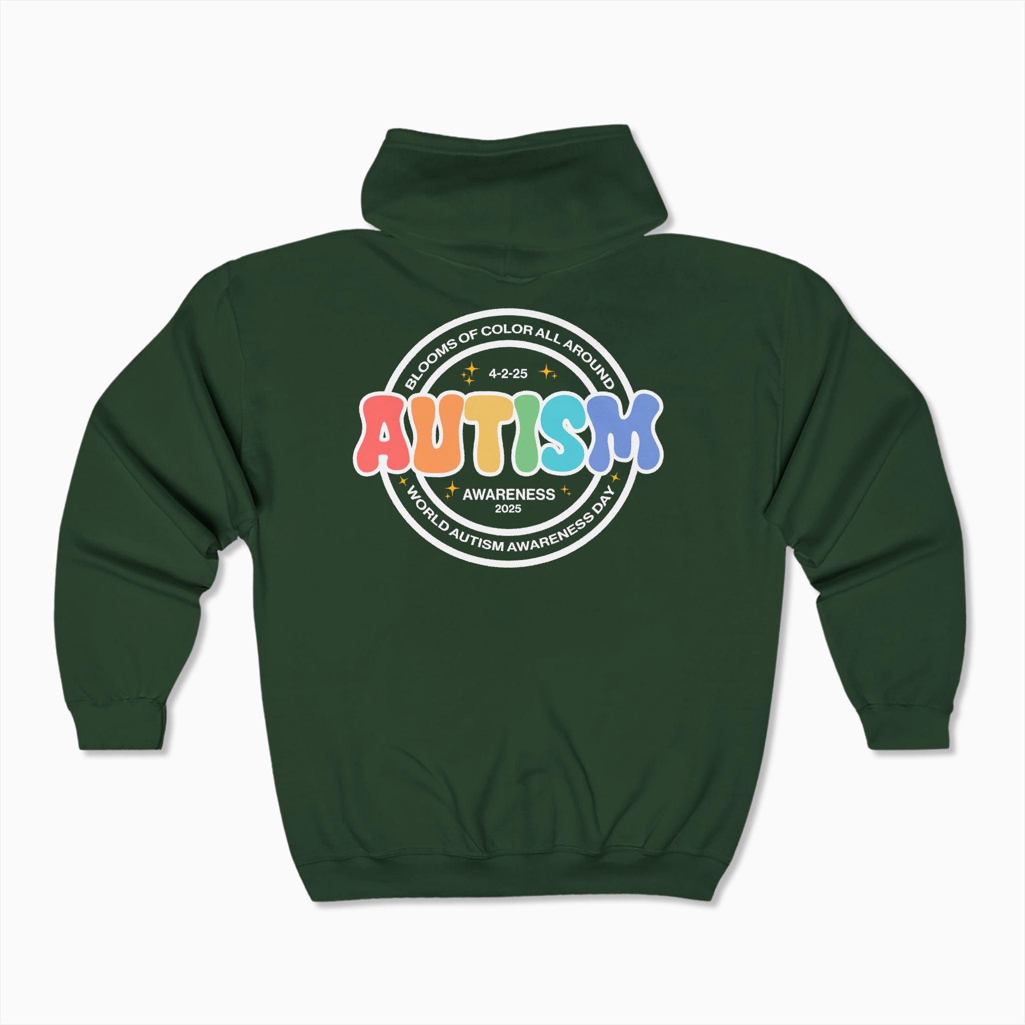 Autism Awareness 2025 - Blooms of Color All Around Zip Up Hoodie