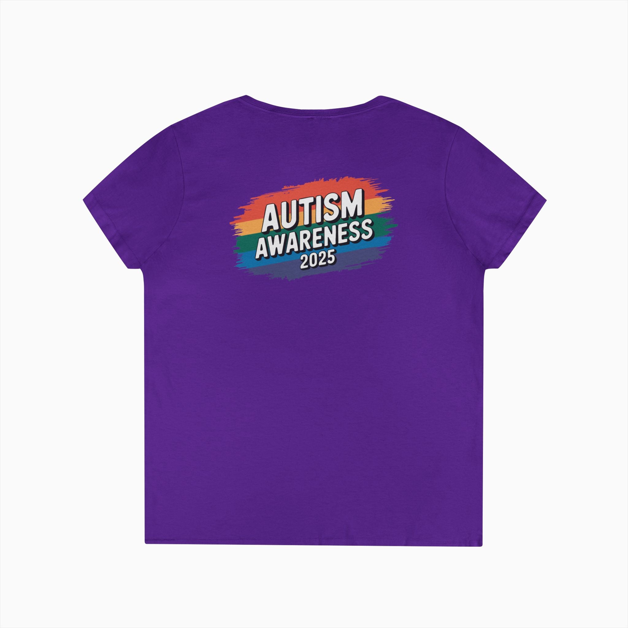Autism Awareness 2025 - Brushstrokes of Awareness Ladies V-Neck T-Shirt