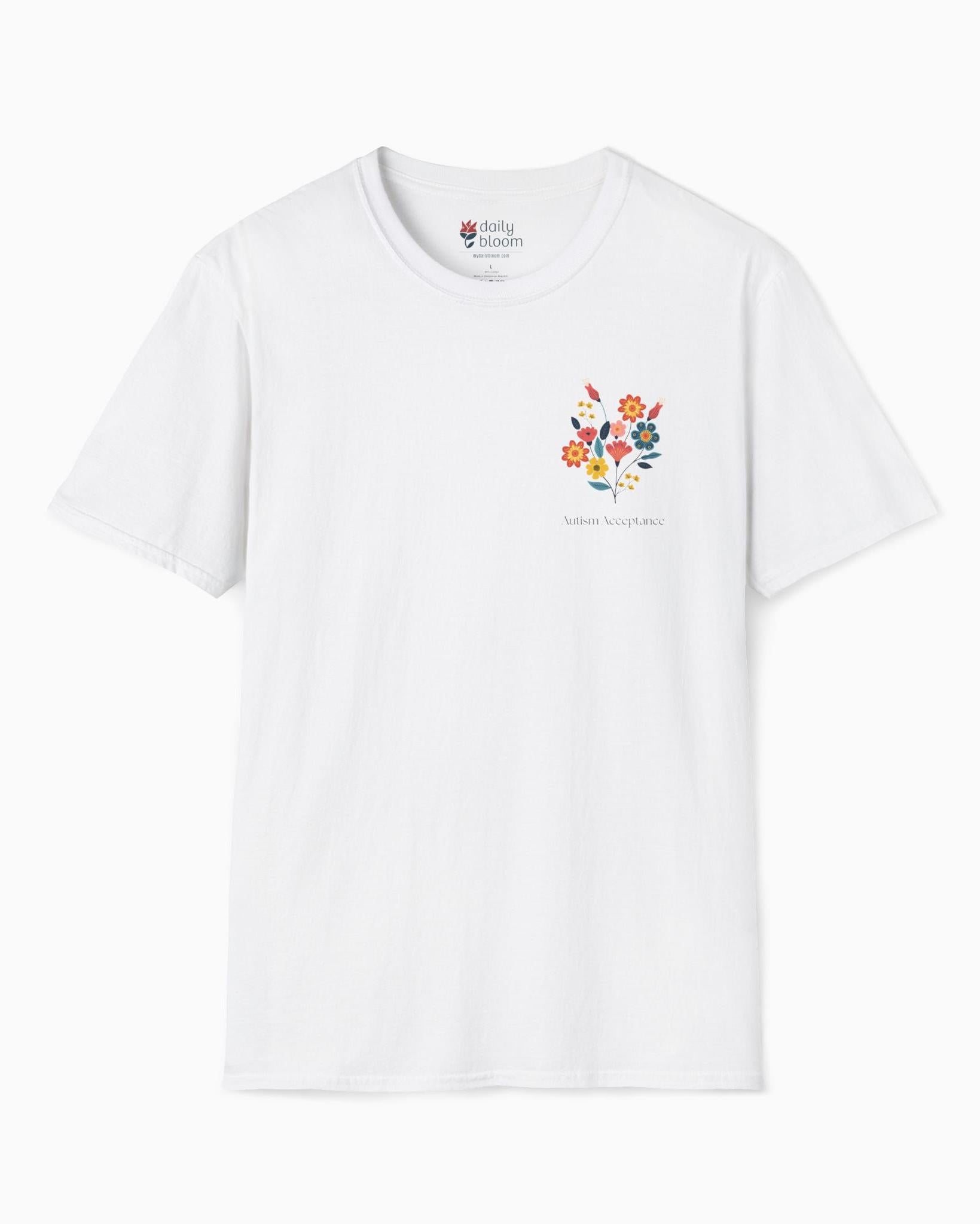 Advocate Support Empower Tee-White-Neurodiversity, ADHD & Autism Awareness & Acceptance T-Shirt by Daily Bloom