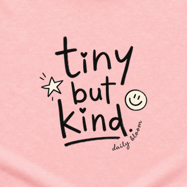 Tiny but Kind Toddler Tee Pink kids clothes, design close-up