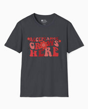 Acceptance Grows Here Groovy-Dark Heather Grey-Neurodiversity, ADHD & Autism Awareness & Acceptance T-Shirt by Daily Bloom