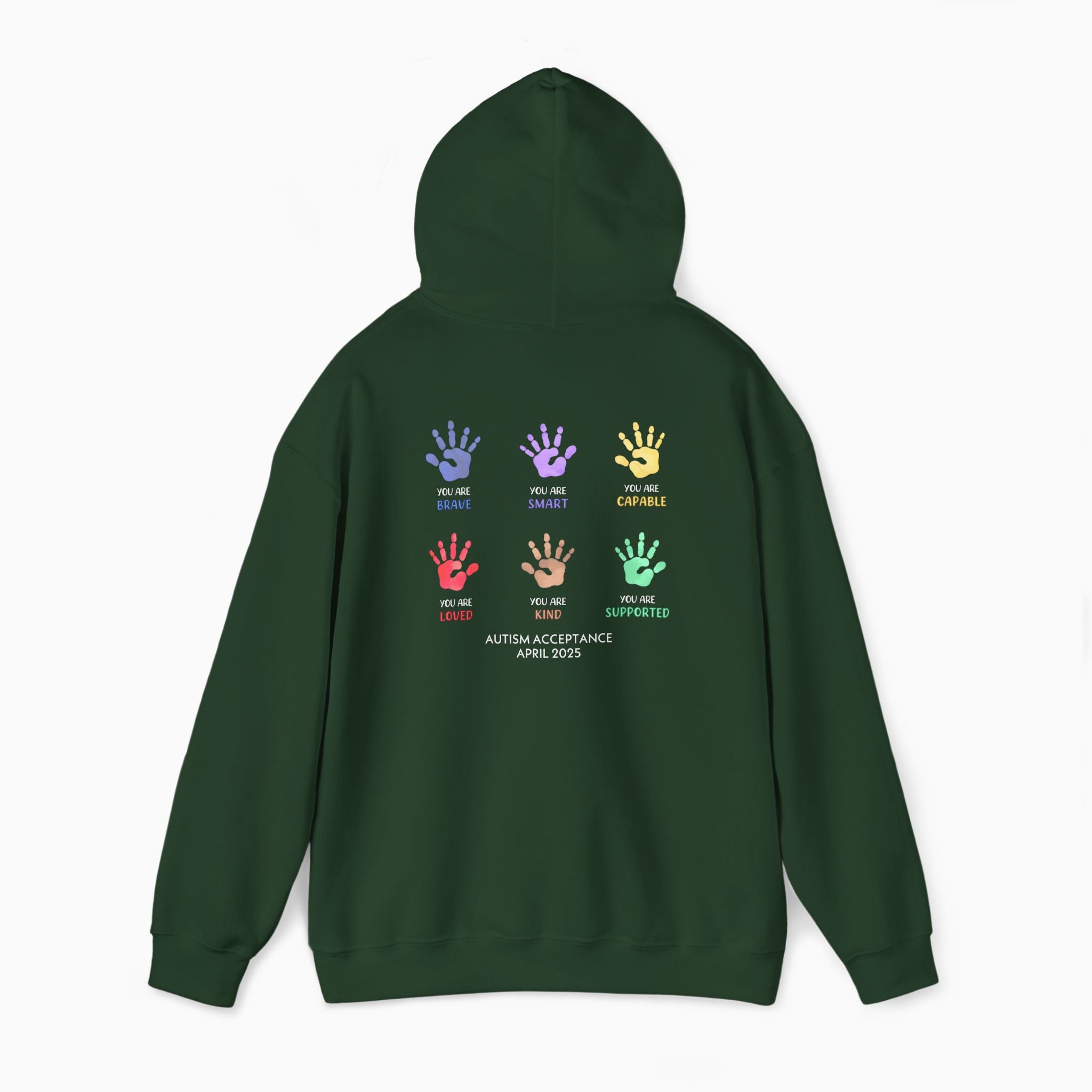 Autism Awareness 2025 - Affirmation Handprints Hoodie