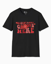 Acceptance Grows Here Groovy-Black-Neurodiversity, ADHD & Autism Awareness & Acceptance T-Shirt by Daily Bloom