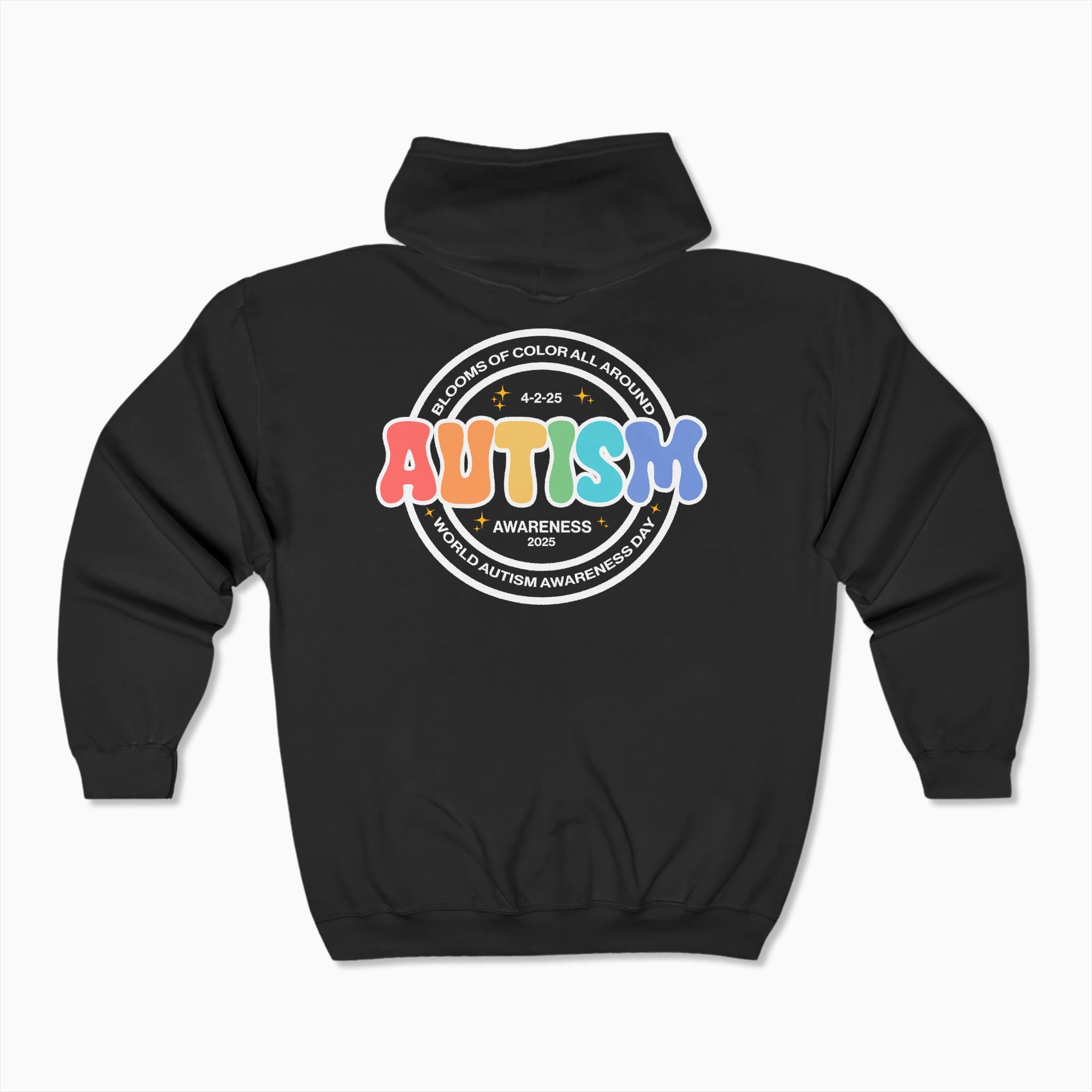 Autism Awareness 2025 - Blooms of Color All Around Zip Up Hoodie