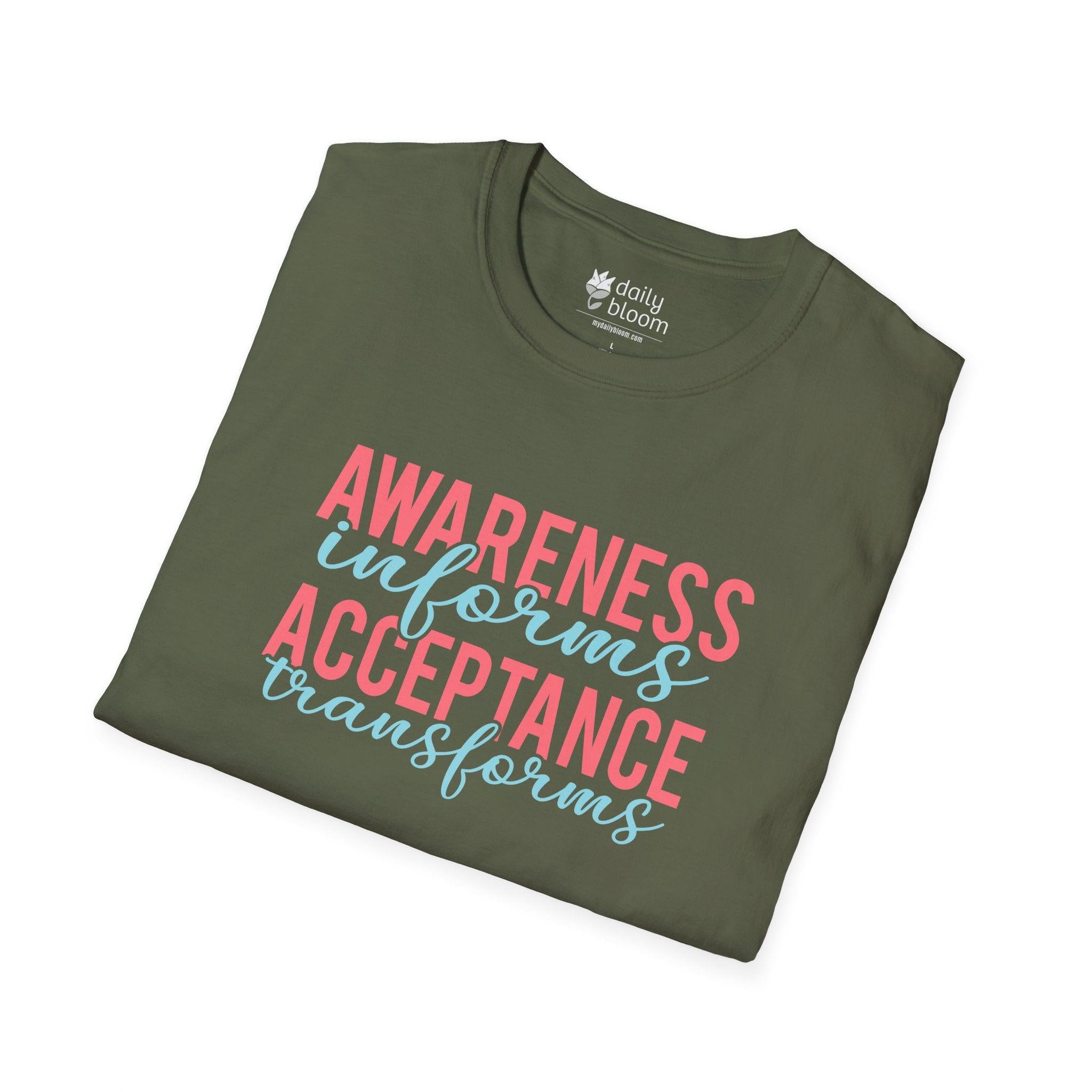 Awareness Informs Acceptance Transforms Tee-Neurodiversity, ADHD & Autism Awareness & Acceptance T-Shirt by Daily Bloom