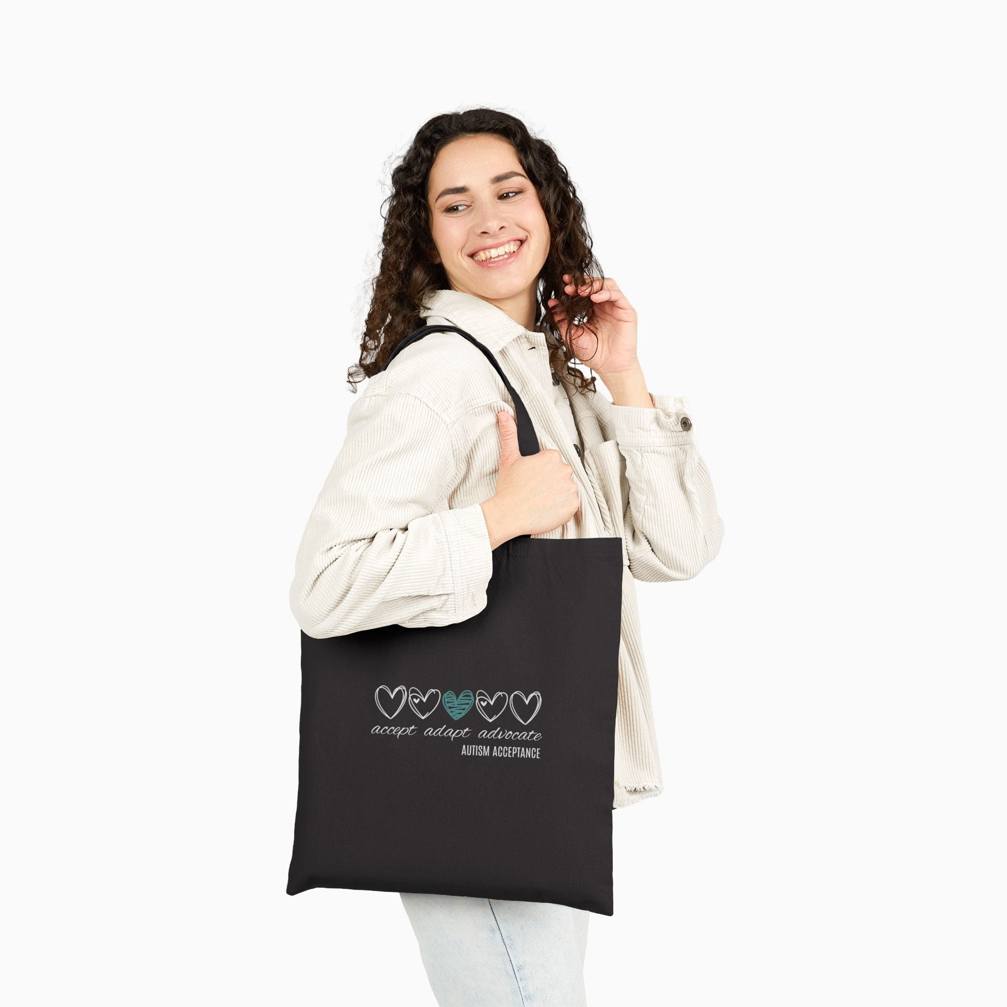Accept Adapt Advocate Love Hearts Tote Bag