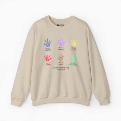 Autism Awareness 2025 - Affirmation Handprints Sweatshirt