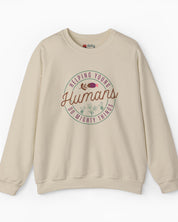 Helping Young Humans Do Mighty Things Sweatshirt-Sand-Neurodiversity, ADHD & Autism Awareness & Acceptance Sweatshirt by Daily Bloom
