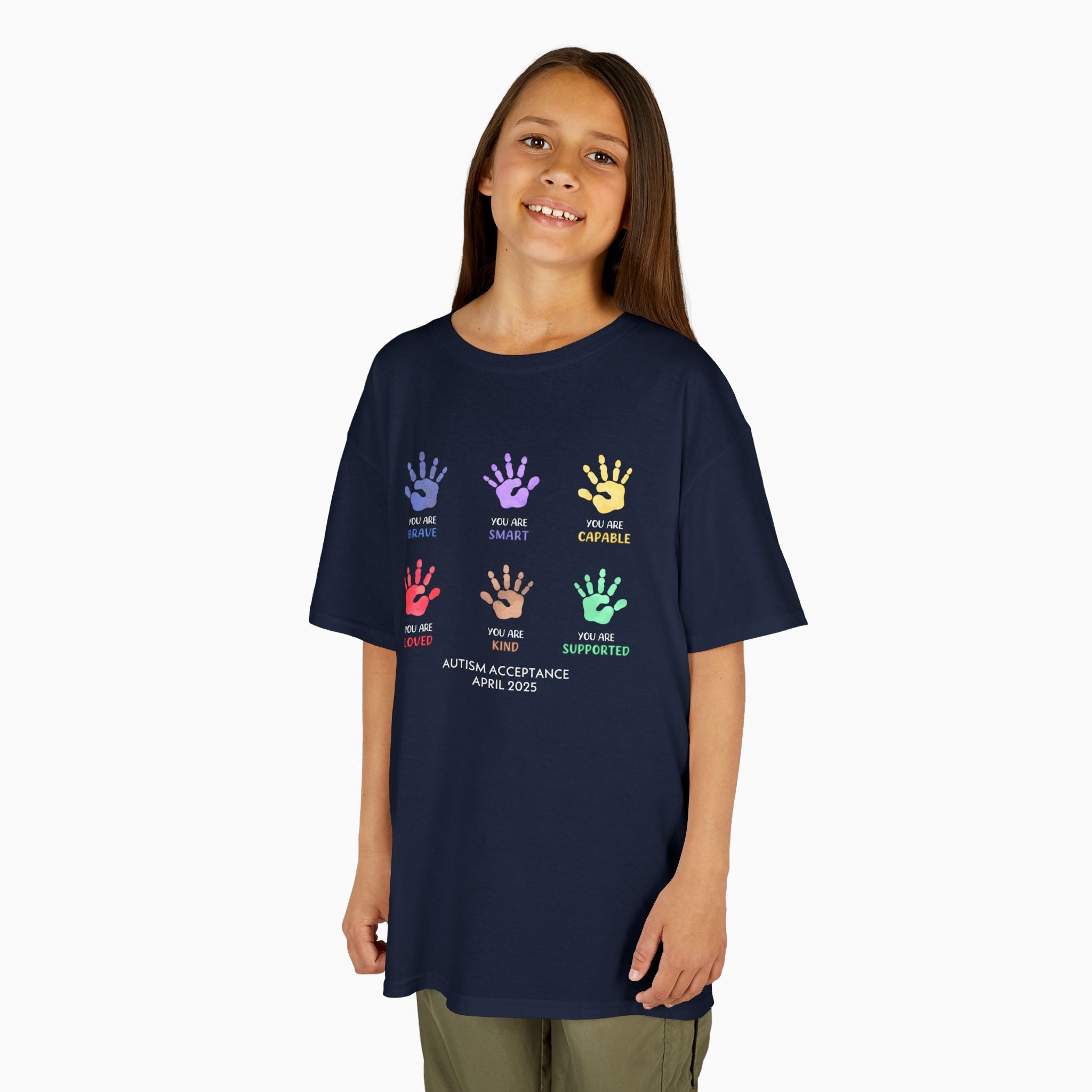 Autism Awareness 2025 - Affirmation Handprints Youth T-Shirt