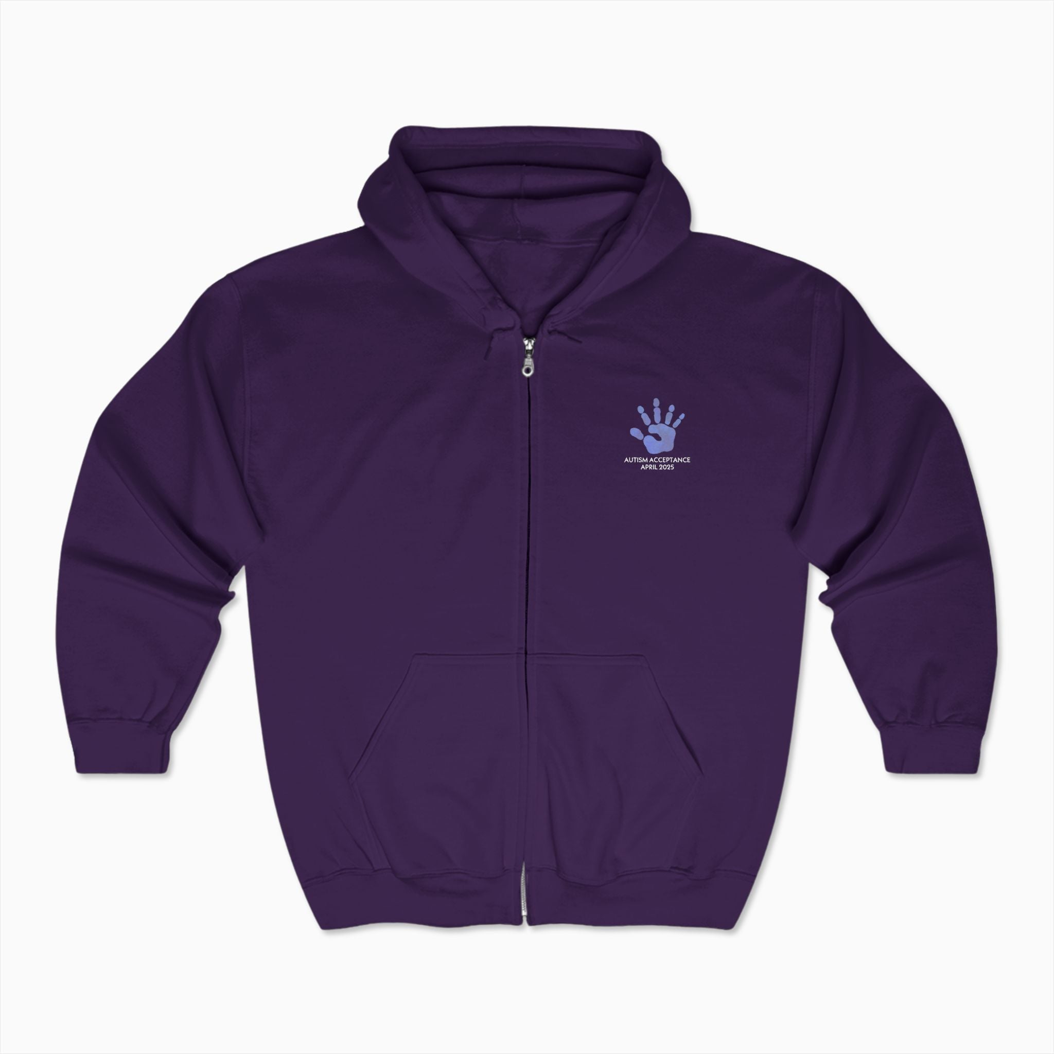 Autism Awareness 2025 - Affirmations Handprints Zip Up Hoodie
