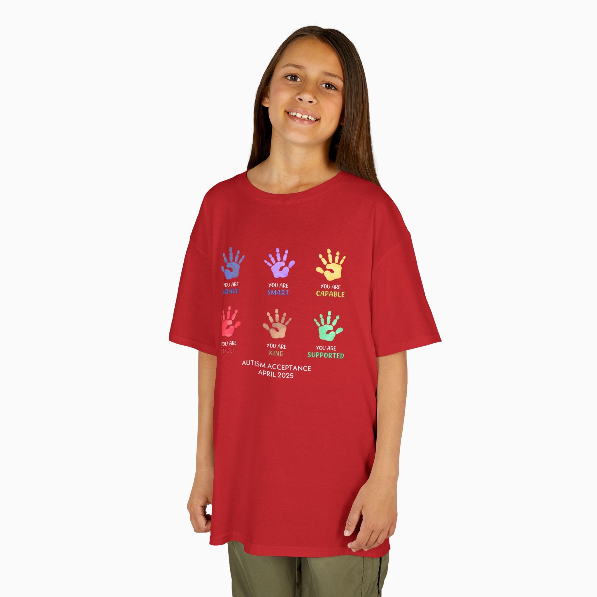 Autism Awareness 2025 - Affirmation Handprints Youth T-Shirt