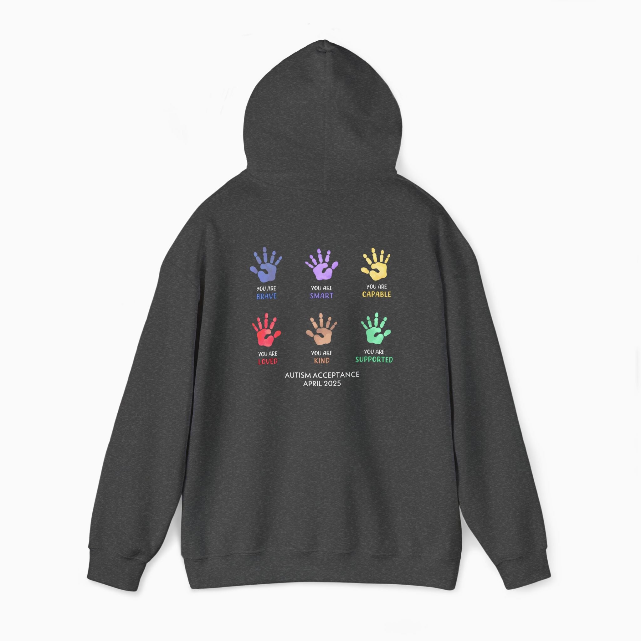 Autism Awareness 2025 - Affirmation Handprints Hoodie