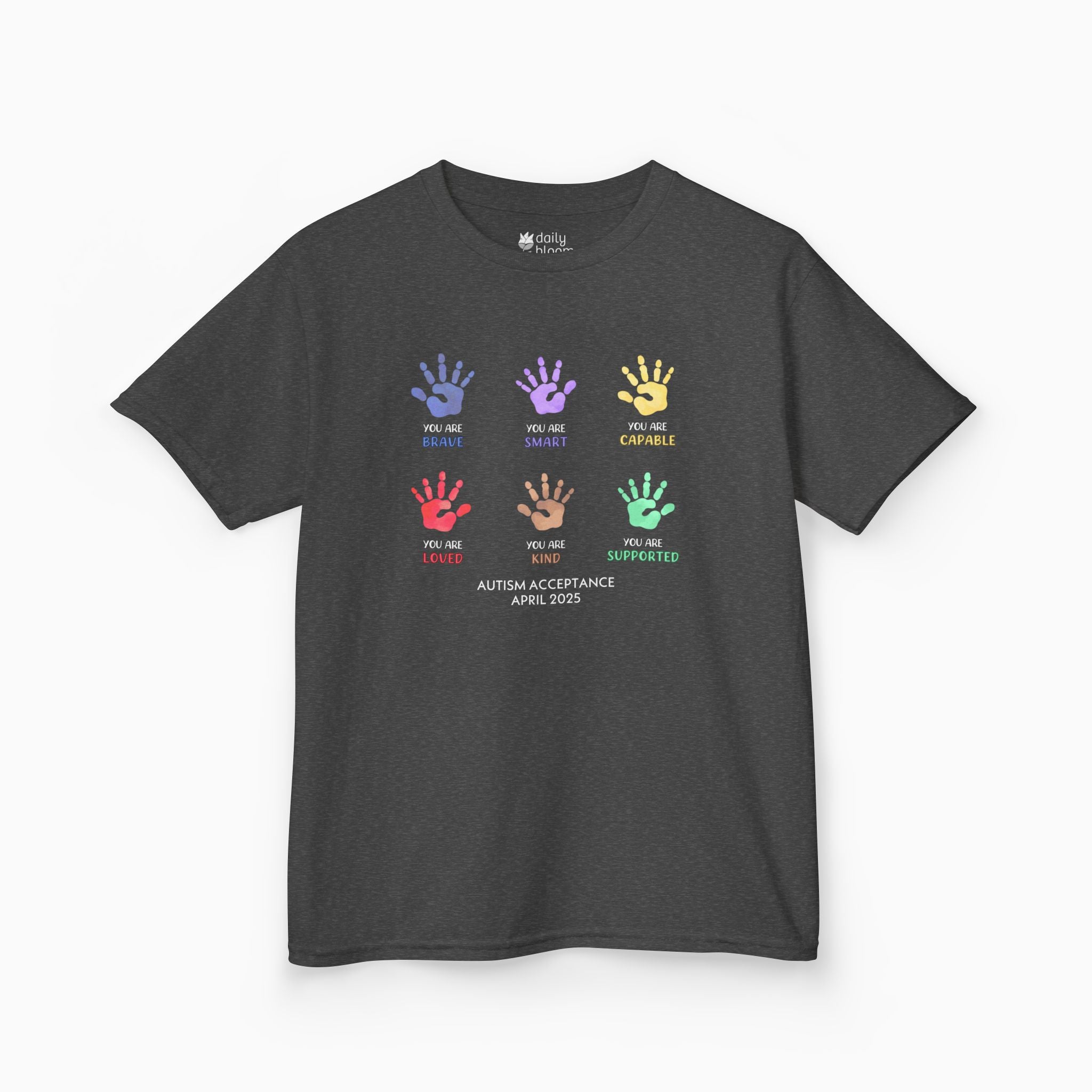 Autism Awareness 2025 - Affirmation Handprints Youth T-Shirt