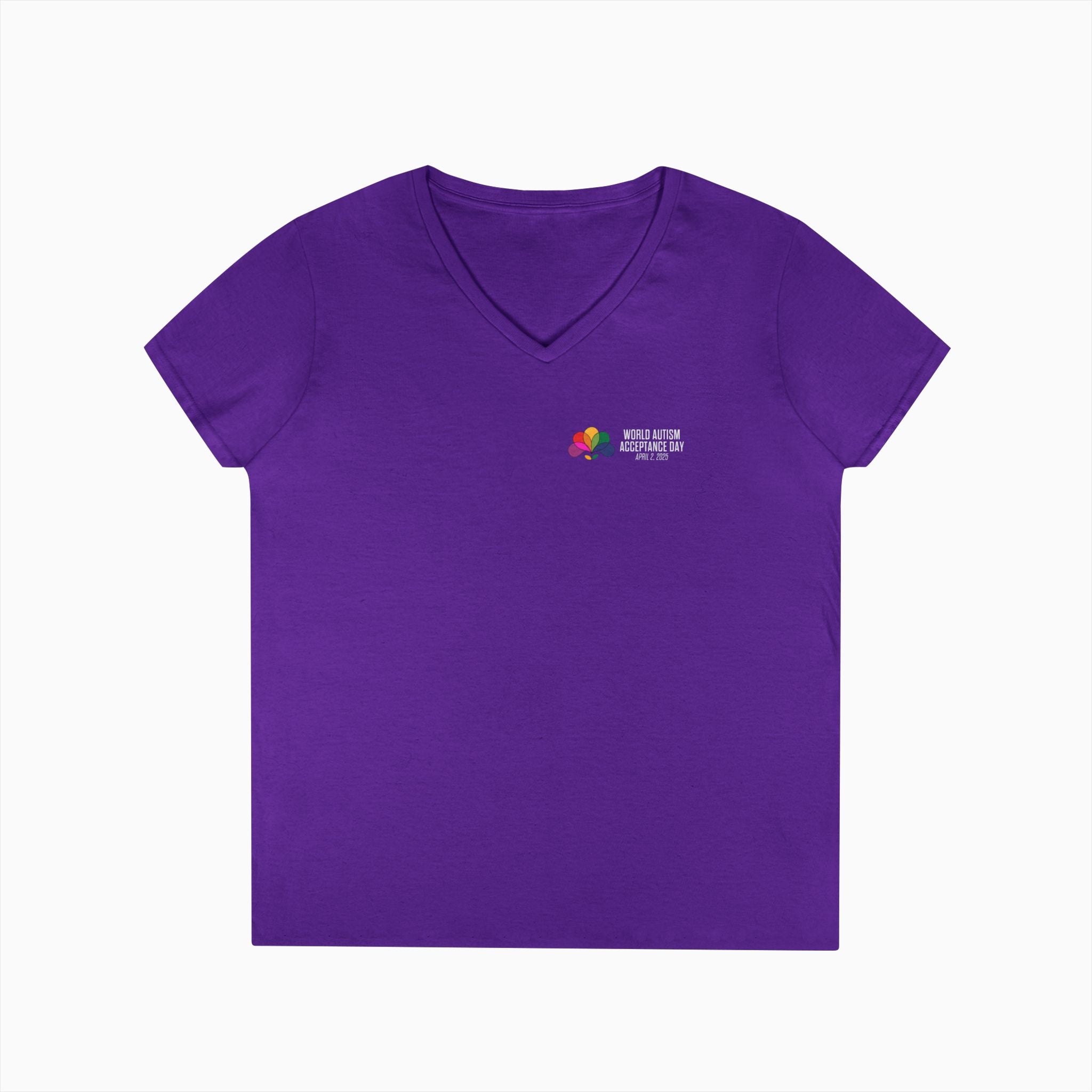 Autism Awareness 2025 - Spectrum in Bloom Ladies V-Neck T-Shirt