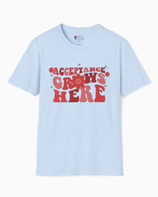 Acceptance Grows Here Groovy-Light Blue-Neurodiversity, ADHD & Autism Awareness & Acceptance T-Shirt by Daily Bloom