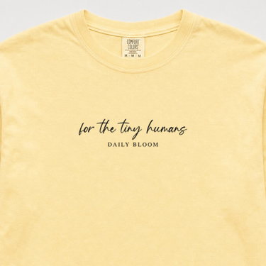For the Tiny Humans Comfort Colors Long Sleeve T-Shirt Butter long-sleeve, design close-up