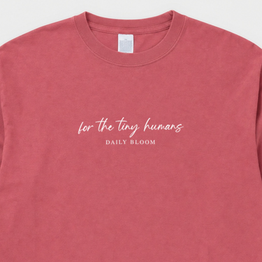 For the Tiny Humans Comfort Colors Long Sleeve T-Shirt Crimson long-sleeve, design close-up
