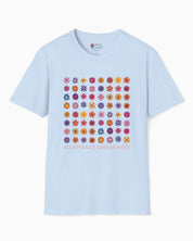 Acceptance Grows Here Flowers Tee-Light Blue-Neurodiversity, ADHD & Autism Awareness & Acceptance T-Shirt by Daily Bloom