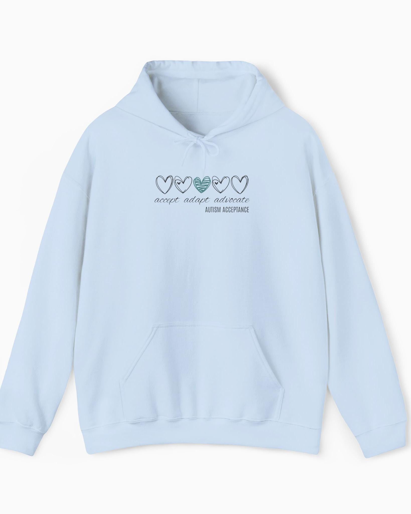 Accept Adapt Advocate Love Hearts Hoodie