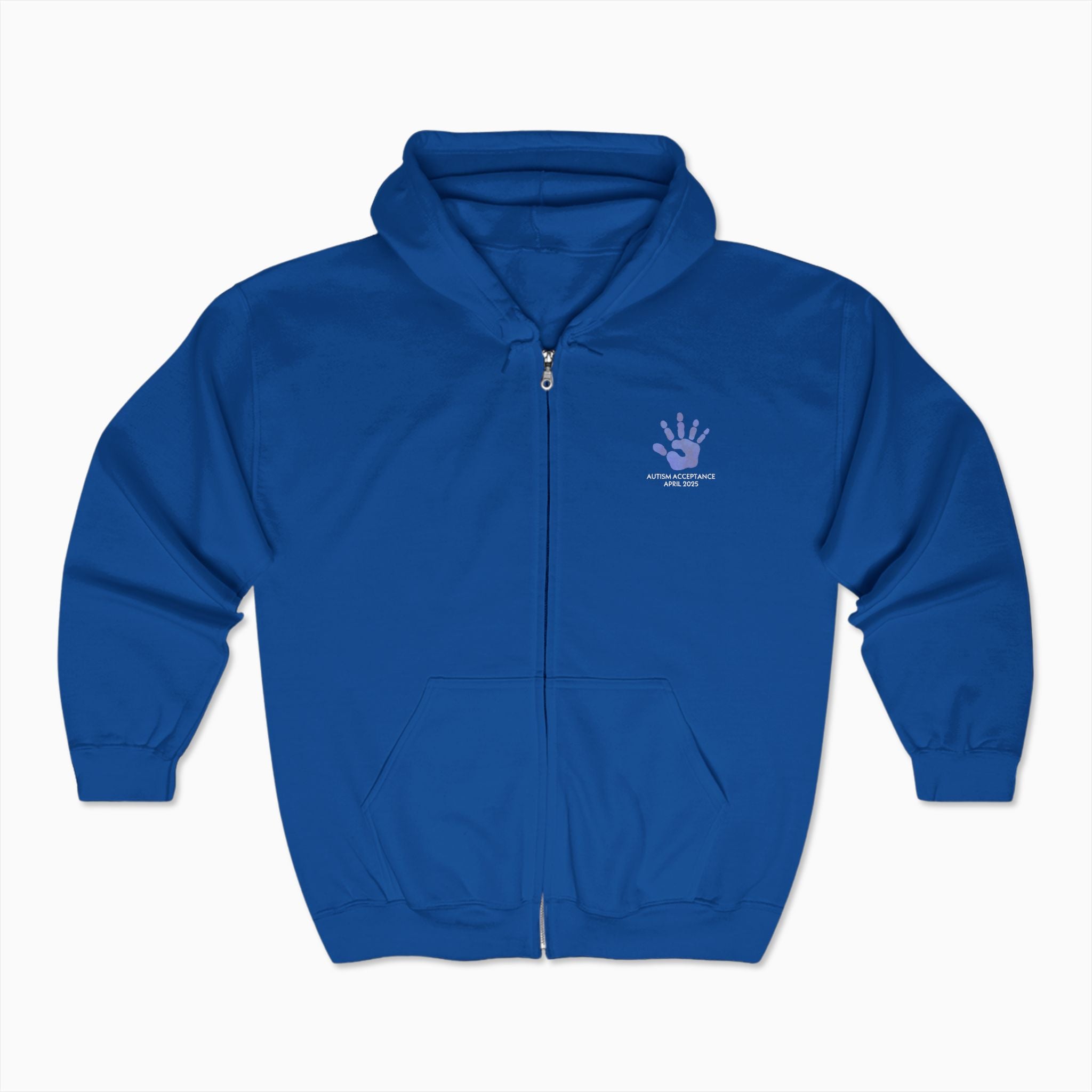 Autism Awareness 2025 - Affirmations Handprints Zip Up Hoodie