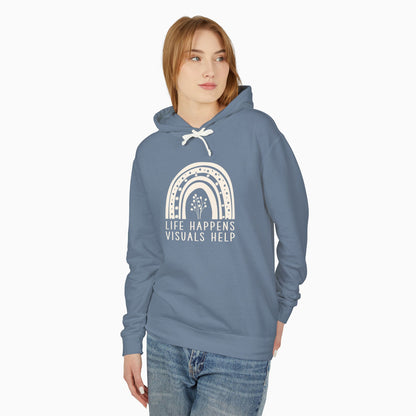 Life Happens Visuals Help Comfort Colors Lightweight Hoodie