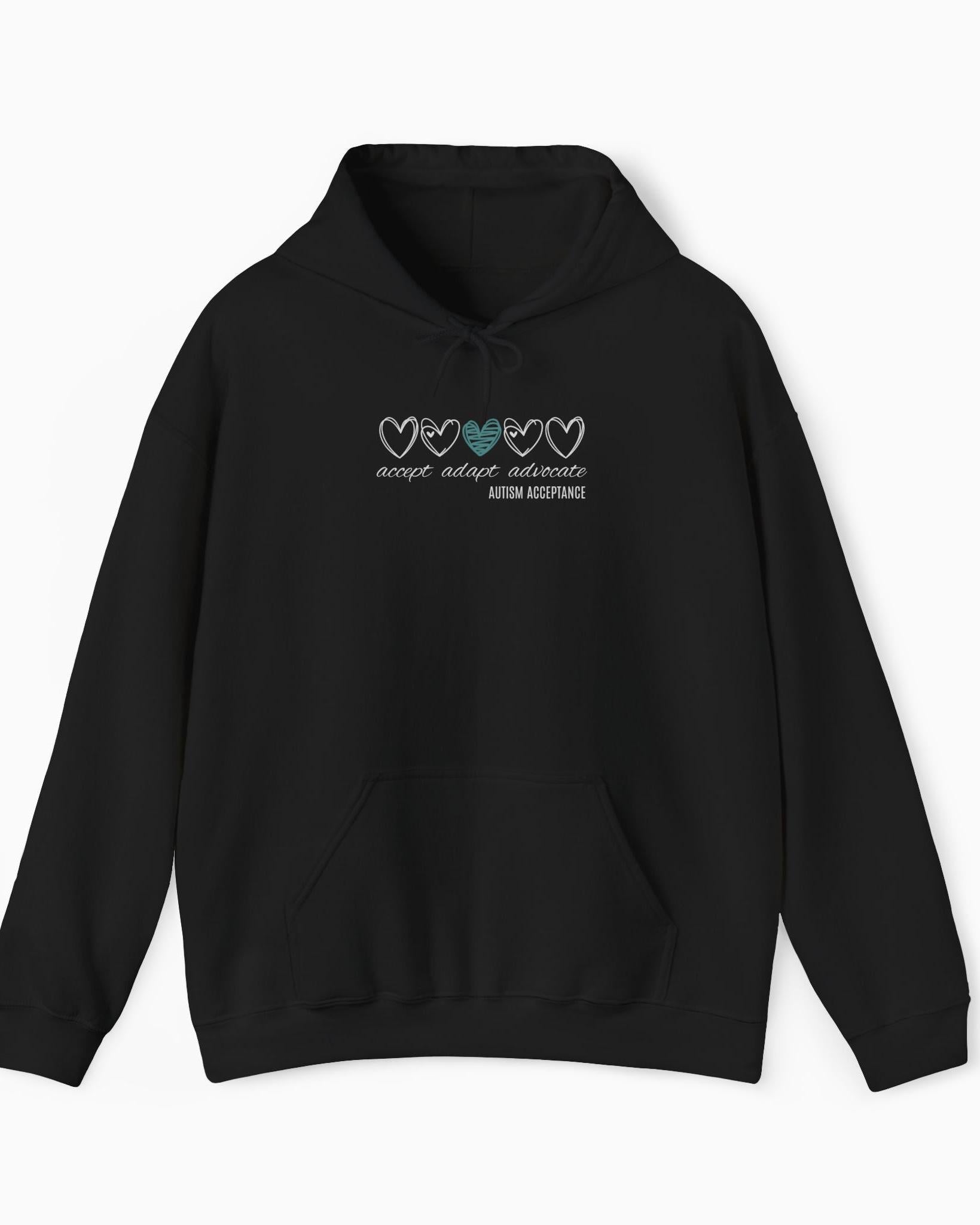 Accept Adapt Advocate Love Hearts Hoodie