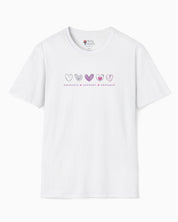 Advocate Support Empower Love Hearts Tee-White-Neurodiversity, ADHD & Autism Awareness & Acceptance T-Shirt by Daily Bloom