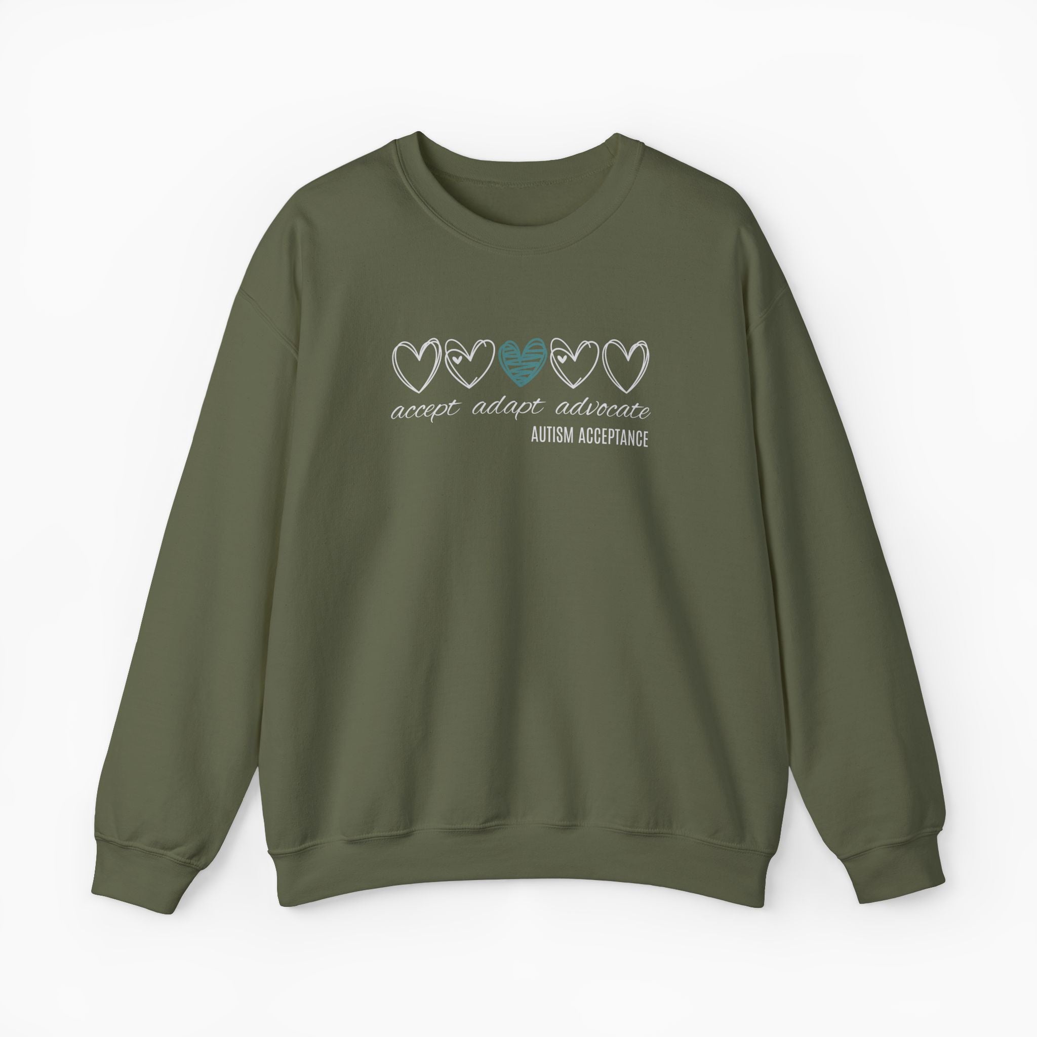 Accept Adapt Advocate Love Hearts Sweatshirt