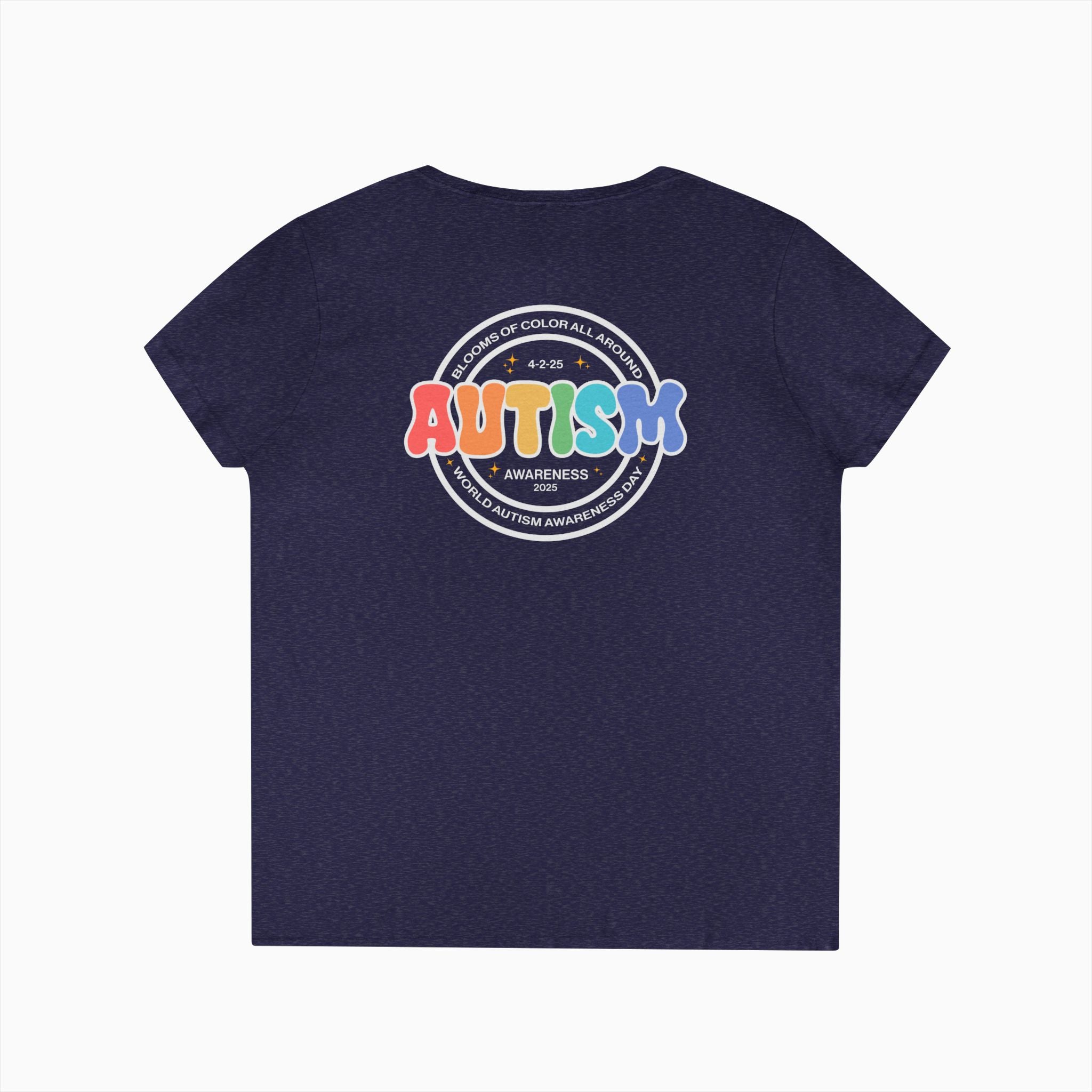 Autism Awareness 2025 - Blooms of Color All Around Ladies V-Neck T-Shirt