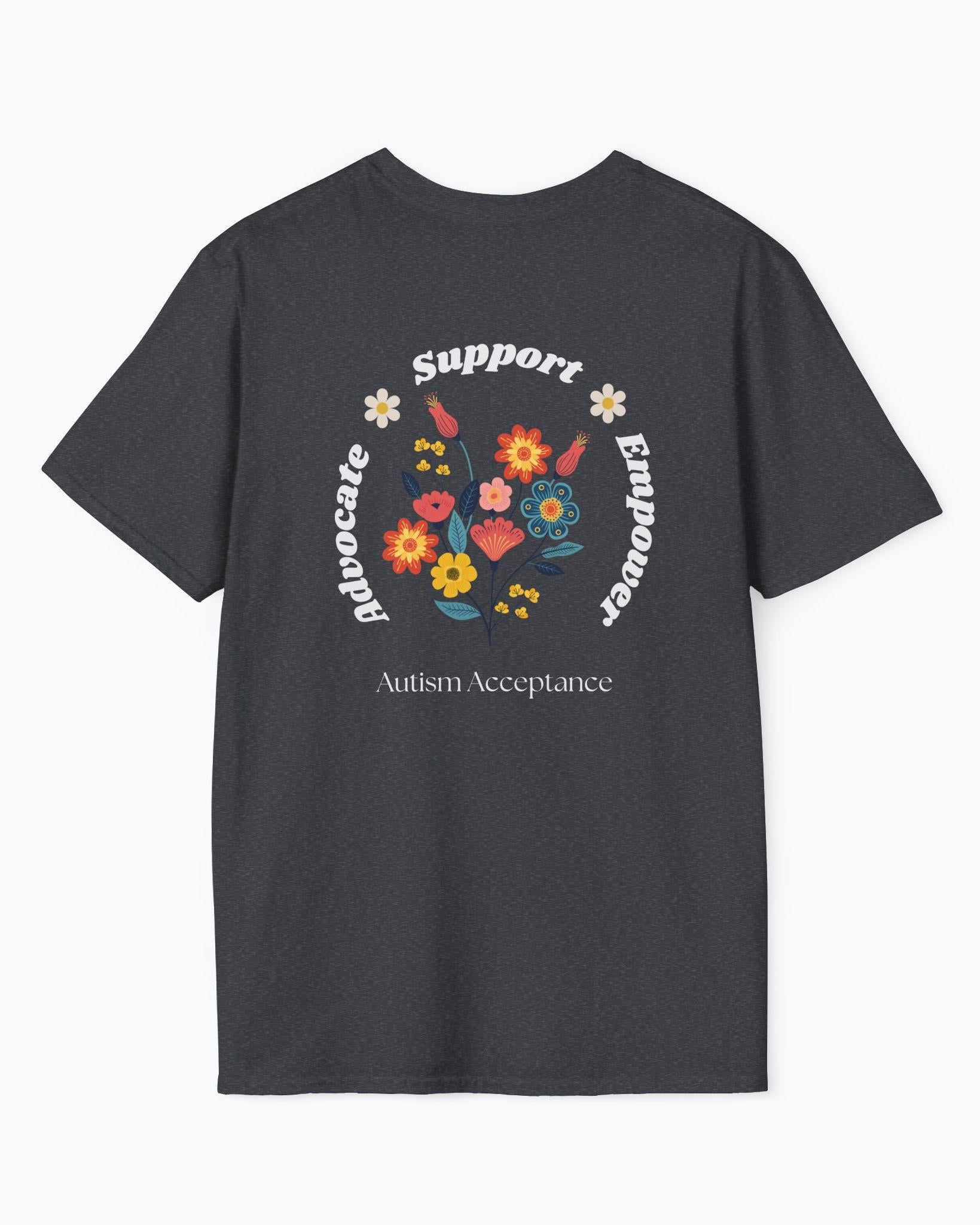 Advocate Support Empower Tee-Neurodiversity, ADHD & Autism Awareness & Acceptance T-Shirt by Daily Bloom
