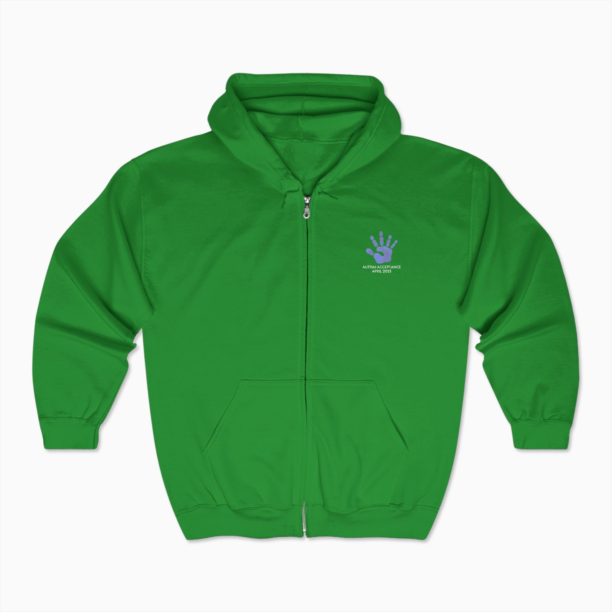 Autism Awareness 2025 - Affirmations Handprints Zip Up Hoodie