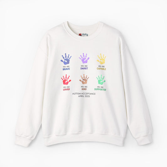 Autism Awareness 2025 - Affirmation Handprints Sweatshirt