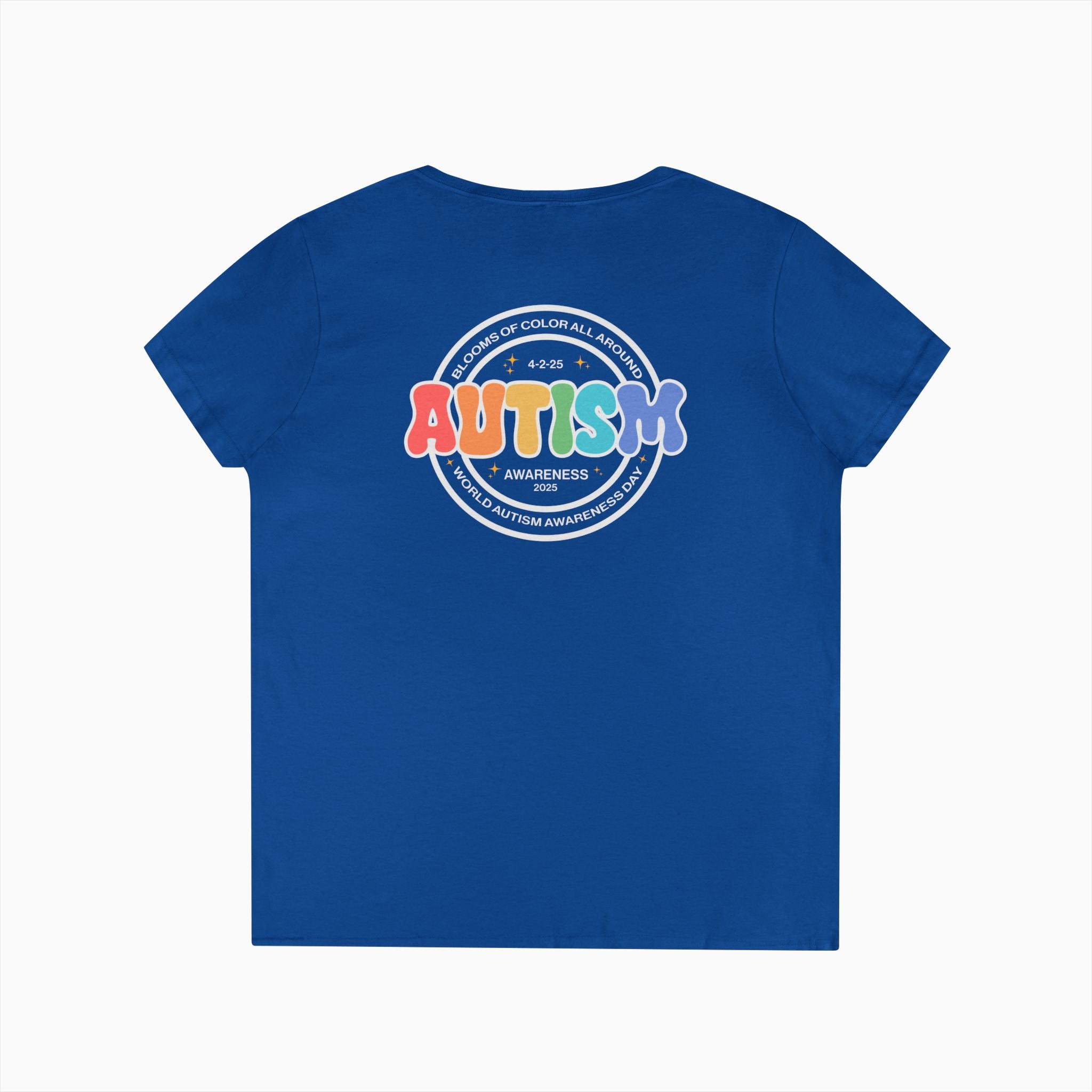 Autism Awareness 2025 - Blooms of Color All Around Ladies V-Neck T-Shirt