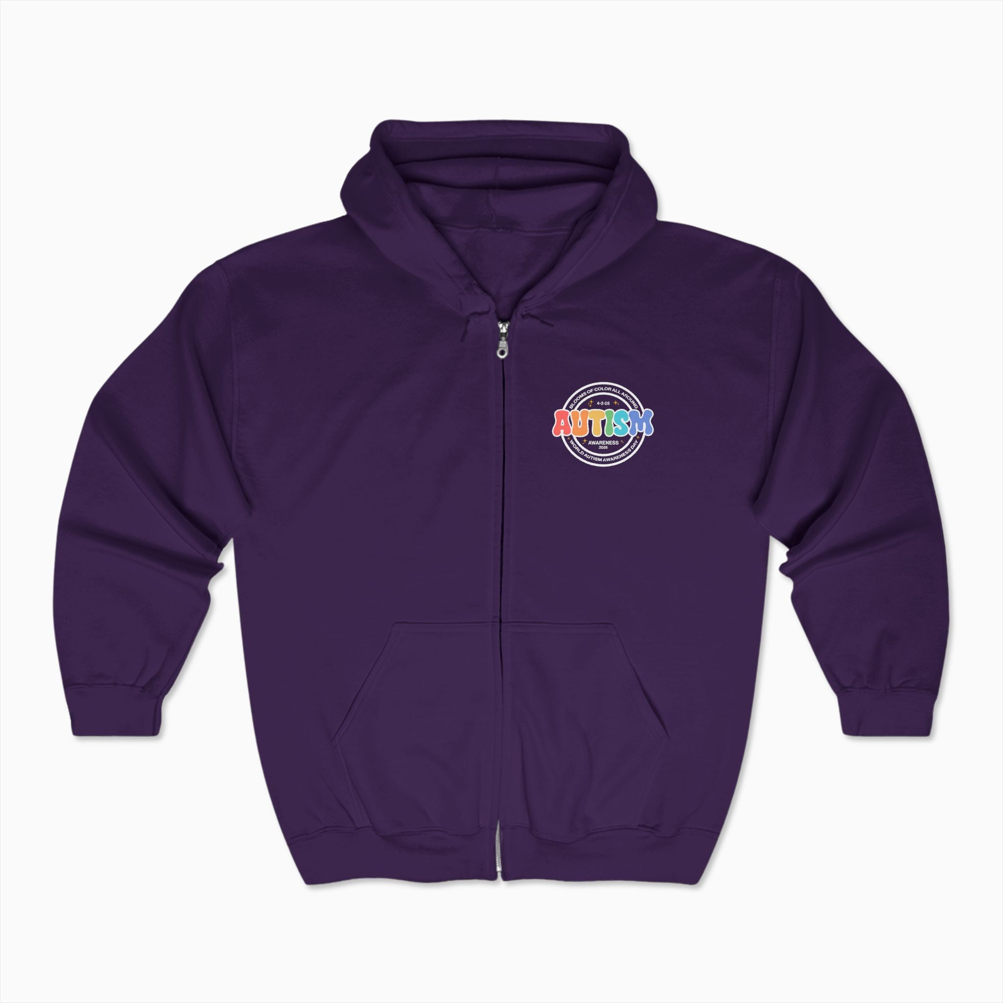 Autism Awareness 2025 - Blooms of Color All Around Zip Up Hoodie