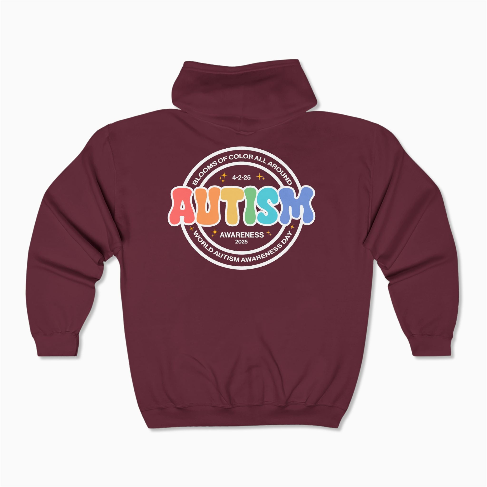 Autism Awareness 2025 - Blooms of Color All Around Zip Up Hoodie