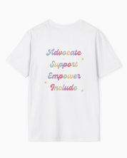 Advocate Support Empower Include Tee w/ Back Print-Neurodiversity, ADHD & Autism Awareness & Acceptance T-Shirt by Daily Bloom
