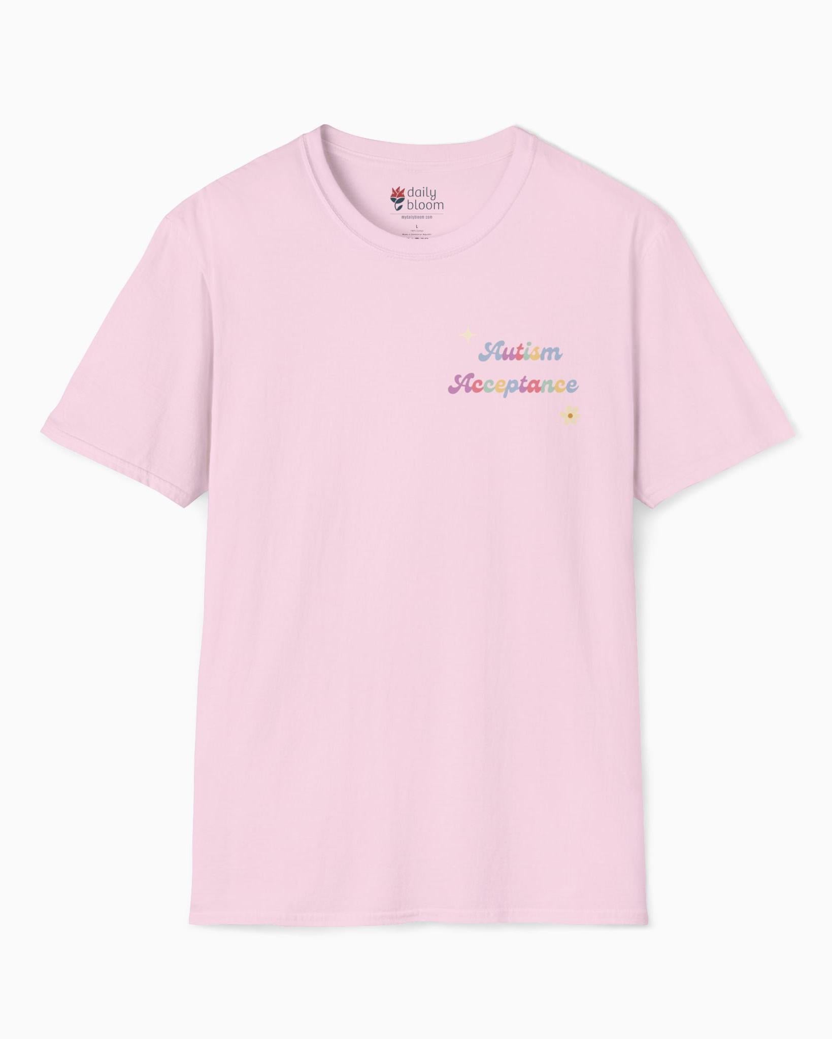  Back Print-Light Pink-Neurodiversity, ADHD & Autism Awareness & Acceptance T-Shirt by Daily Bloom