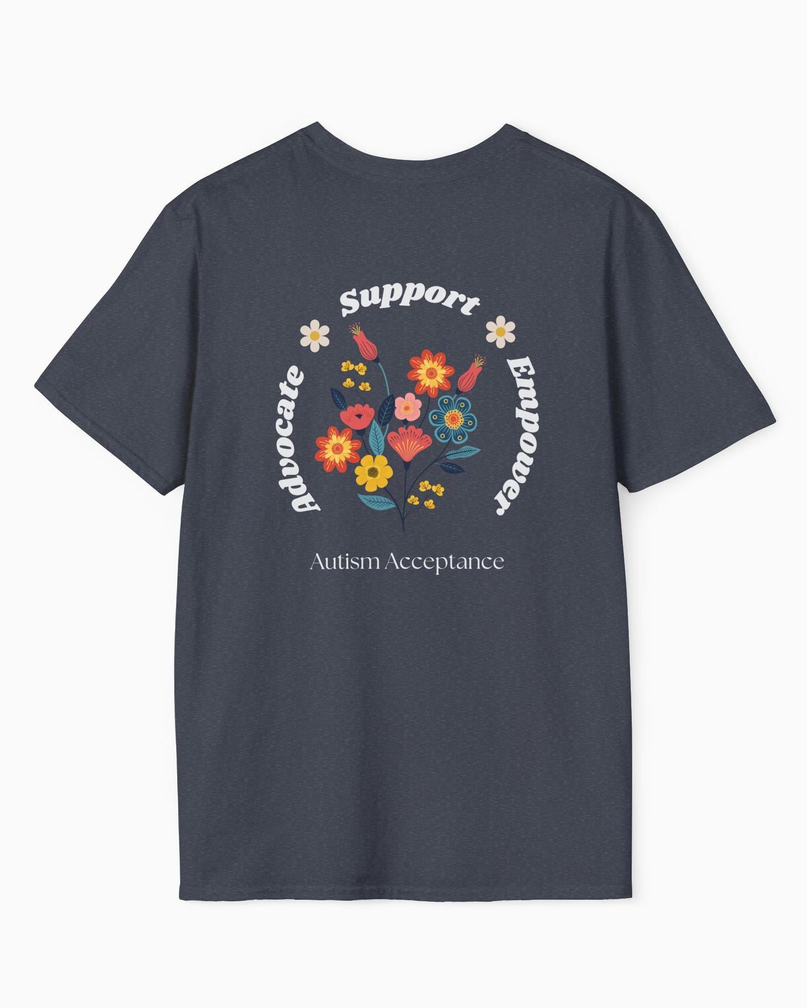 Advocate Support Empower Tee-Neurodiversity, ADHD & Autism Awareness & Acceptance T-Shirt by Daily Bloom