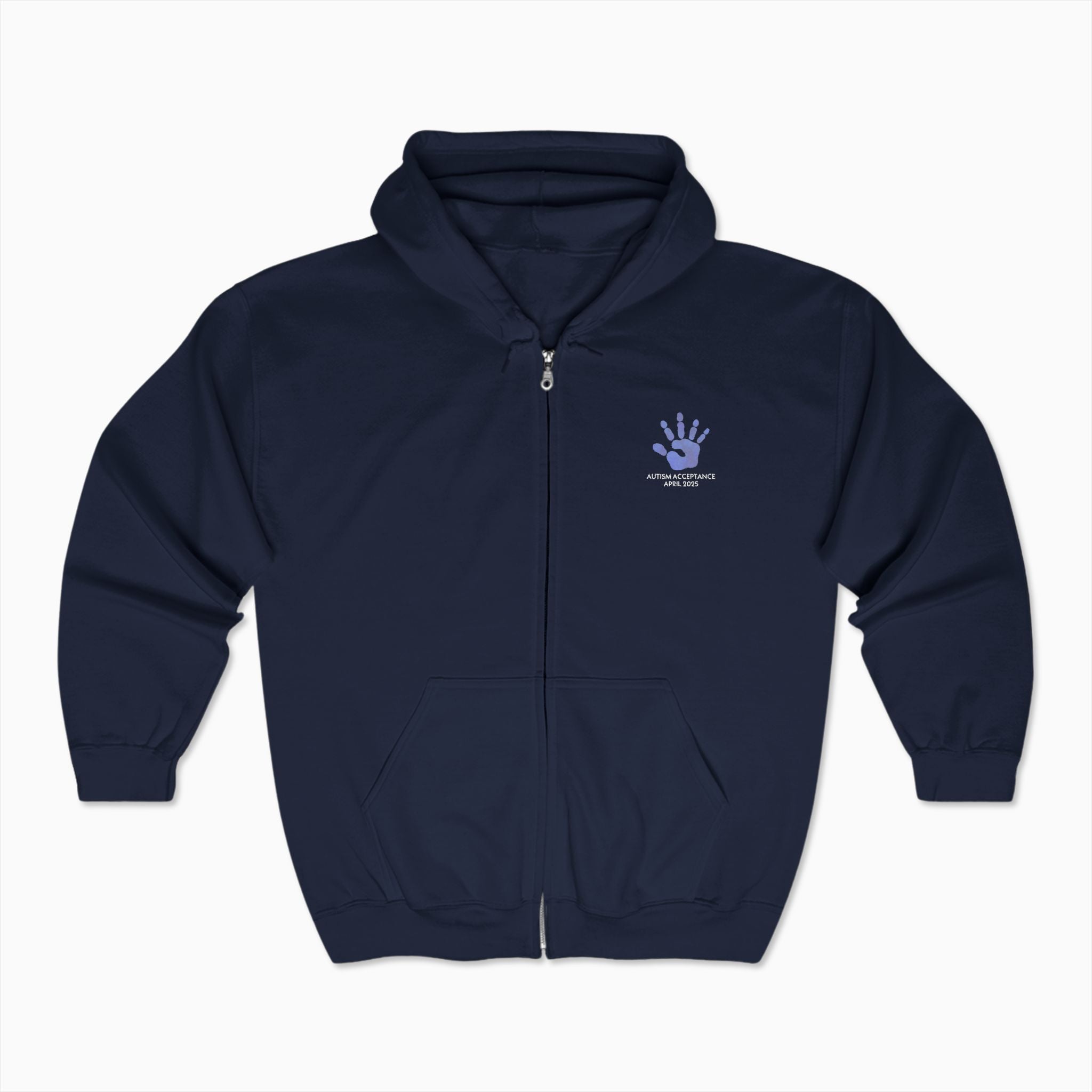 Autism Awareness 2025 - Affirmations Handprints Zip Up Hoodie