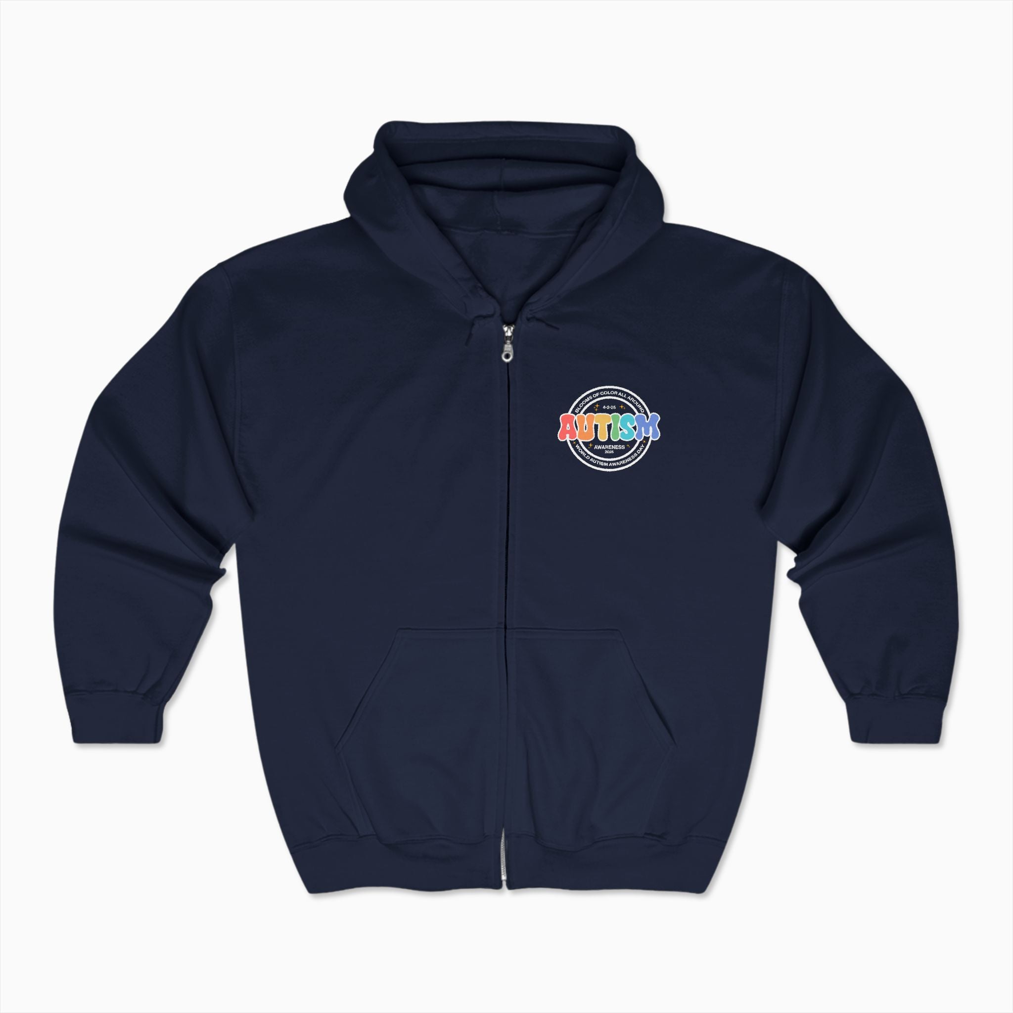 Autism Awareness 2025 - Blooms of Color All Around Zip Up Hoodie