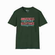 Awareness Informs Acceptance Transforms Tee-Forest Green-Neurodiversity, ADHD & Autism Awareness & Acceptance T-Shirt by Daily Bloom