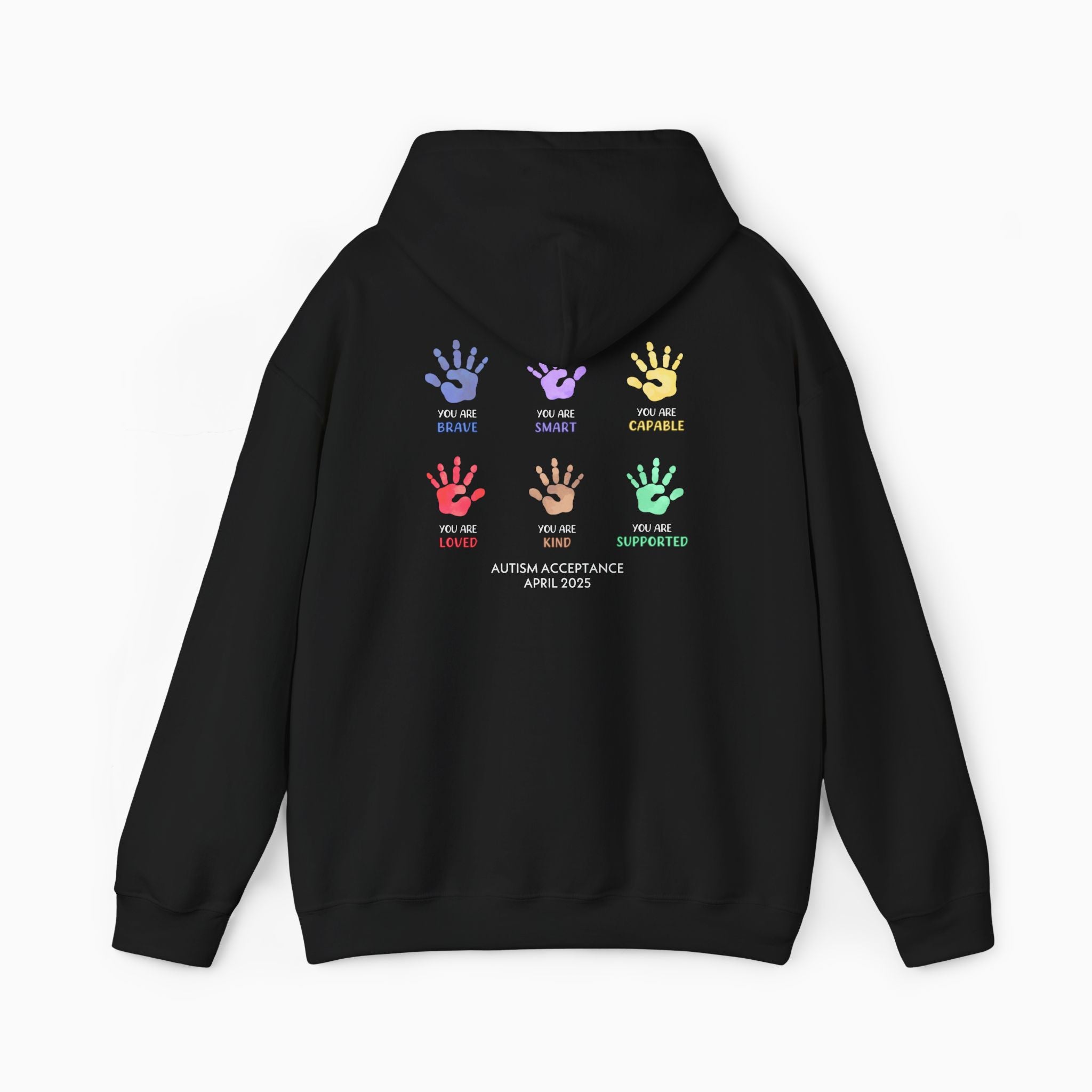 Autism Awareness 2025 - Affirmation Handprints Hoodie