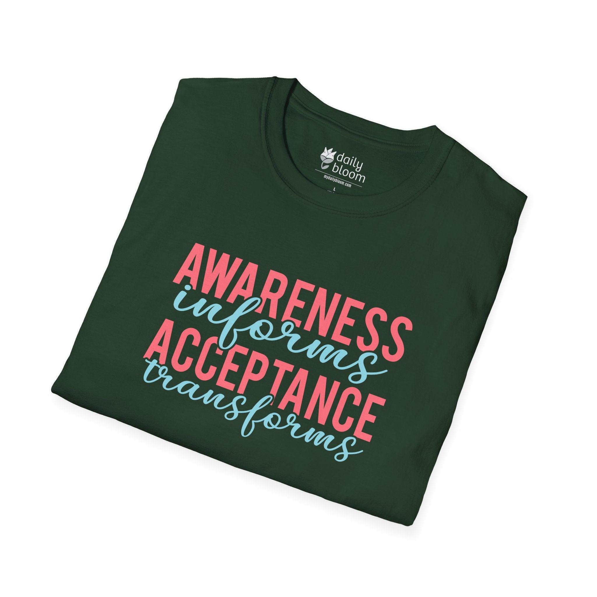 Awareness Informs Acceptance Transforms Tee-Neurodiversity, ADHD & Autism Awareness & Acceptance T-Shirt by Daily Bloom