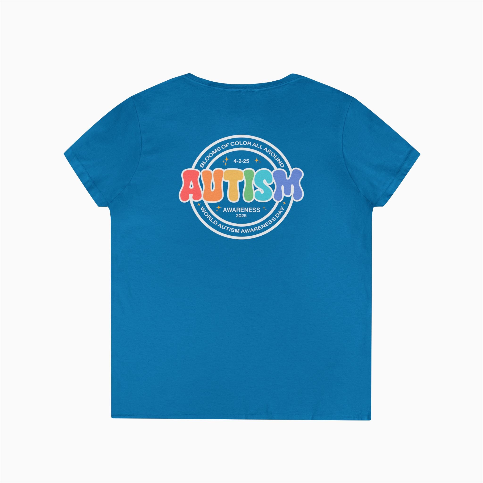 Autism Awareness 2025 - Blooms of Color All Around Ladies V-Neck T-Shirt
